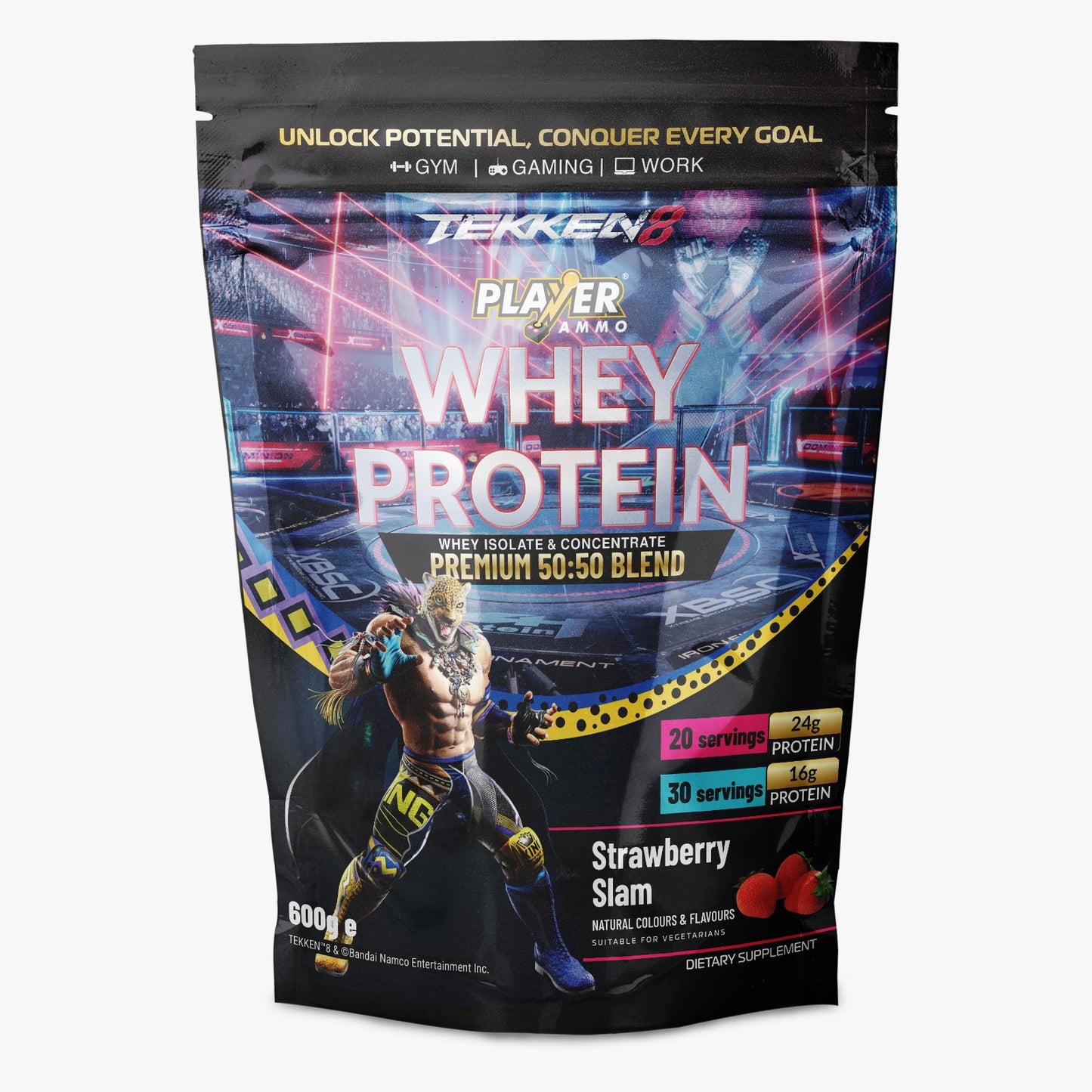 King Strawberry Slam Whey Protein - TEKKEN 8 Edition